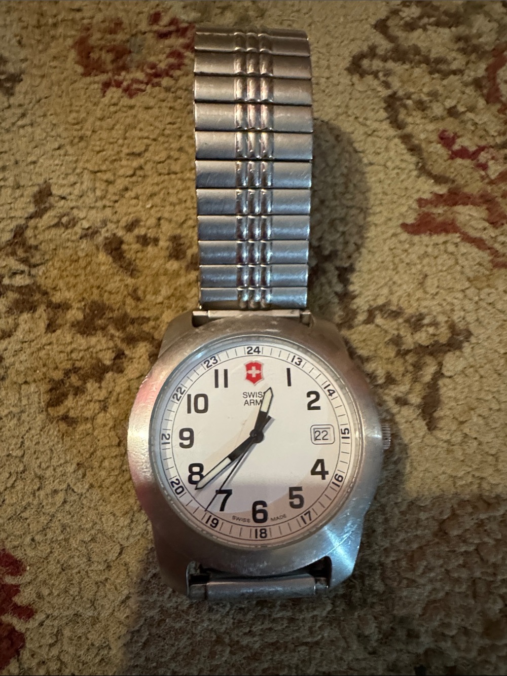 Swiss army watch Silver-Tone White Dial Men's Watch